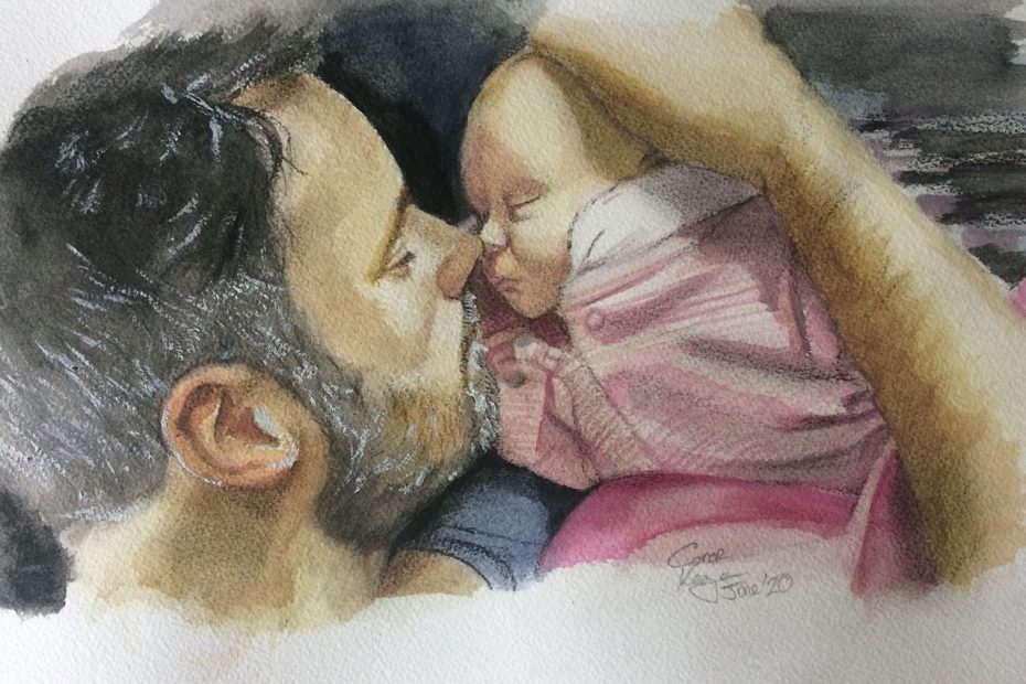 father & child painting