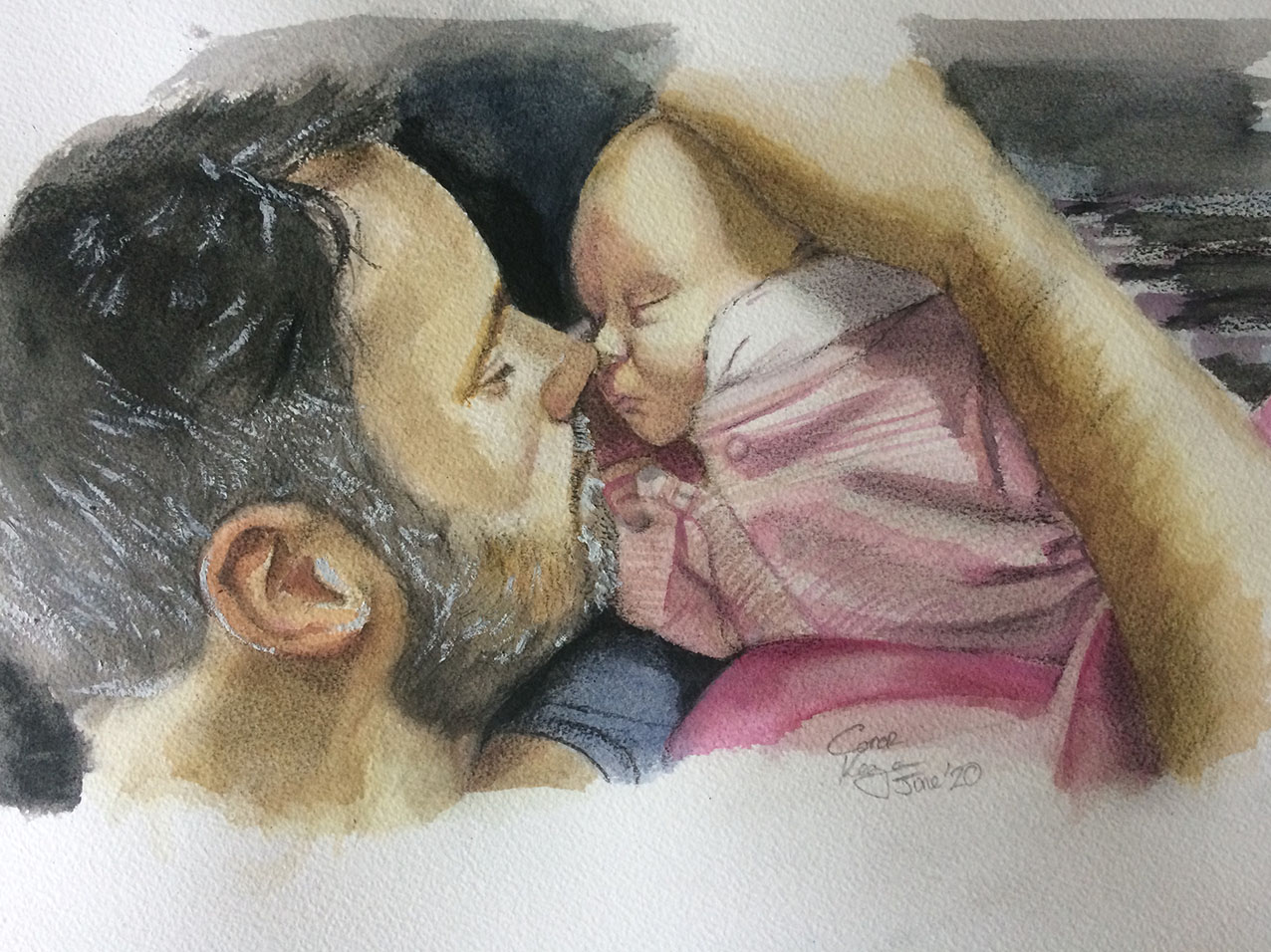 father & child painting