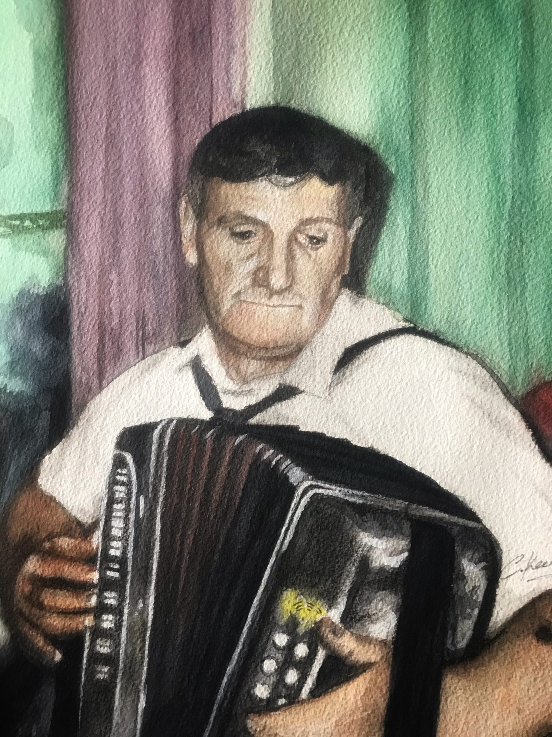 Man playing accordian portrait