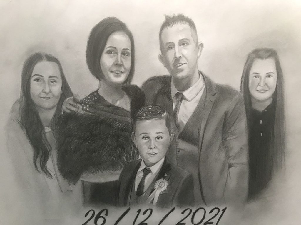 pencil portrait of family