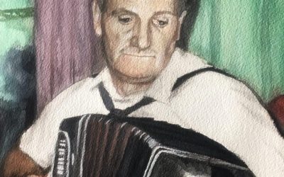 Man playing accordian portrait